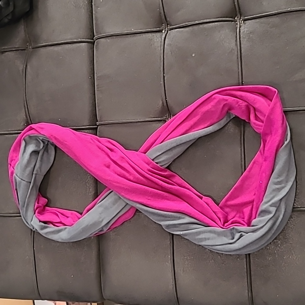 Gray and Fuscia Infinity Scarf